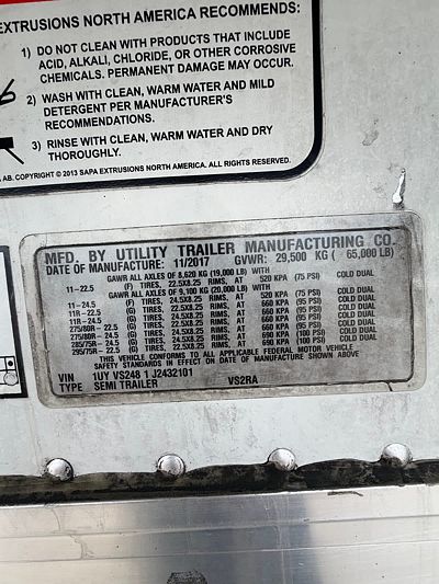 2018 Utility VS2RA 48/162/102