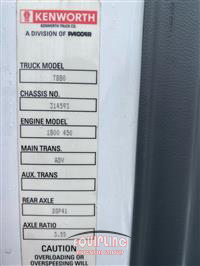 2019 Kenworth MODEL T880 6X4 T/A SLEEPER TRU