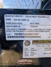 2025 TEXAS PRIDE 14FT DUMP T/A TRAILER