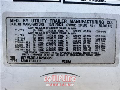 2022 Utility VS2RA 53X102 T/A REFRIGERATED 