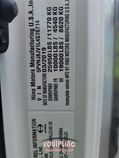 2020 Hino 258 4X2 S/A 26FT NON CDL REEFE