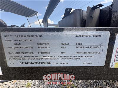 2026 P&T 77X16WT T/A 16FT UTILITY TRAIL