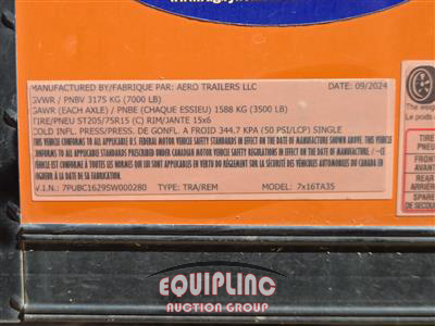2025 AERO 7X16TA35 T/A ENCLOSED TRAILER