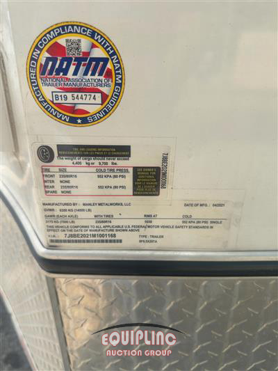 2021 MANLEY SF8.5X20TA T/A TRAILER