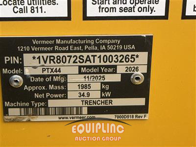 2026 Vermeer PTX44 RIDE ON TRACK PLOW/TRENC