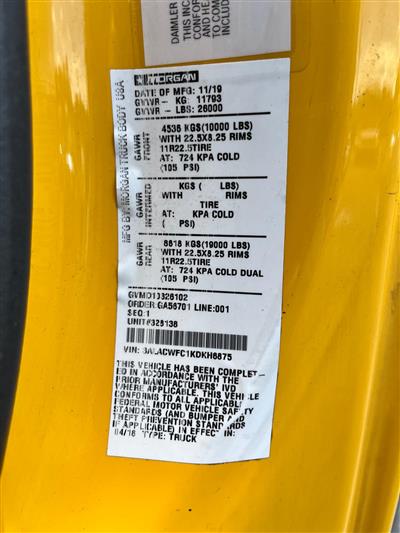 2019 Freightliner M2 BOX TRUCK