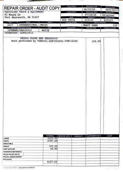 2017 International 4300 26' Box Truck