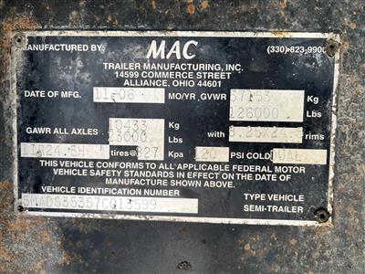 2007 MAC 36 ft Tri/A Aluminum End Dump 
