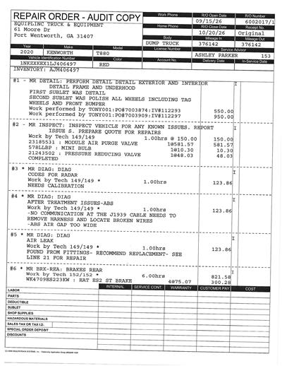 2020 Kenworth T880 TRI AXLE DUMP TRUCK