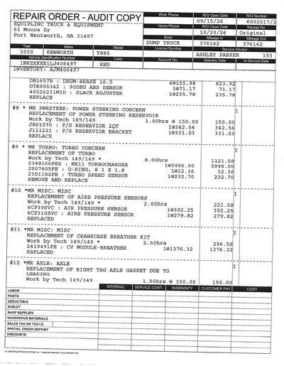 2020 Kenworth T880 TRI AXLE DUMP TRUCK