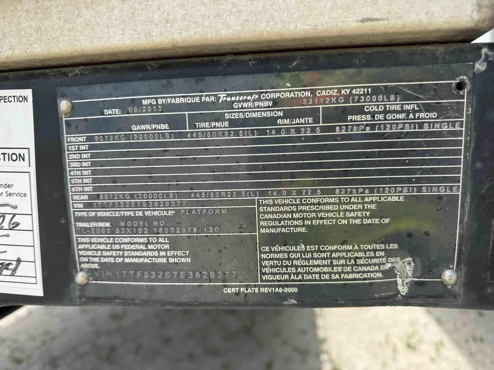 2014 Transcraft TL-2000 53x102 16002978-130
