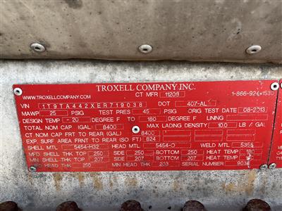 2014 Troxell 8400 gallon