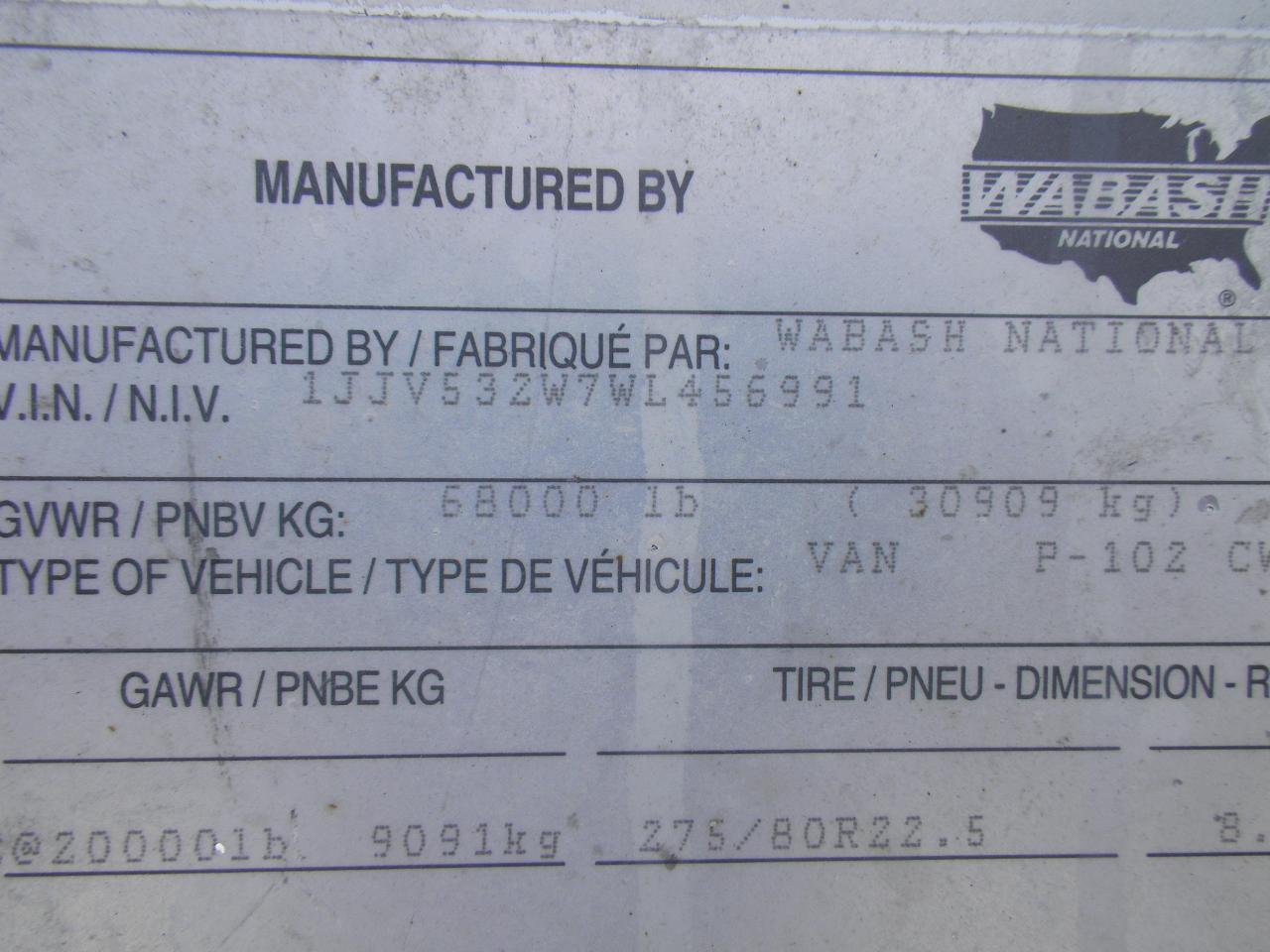1998 WABASH    53X102 VAN 