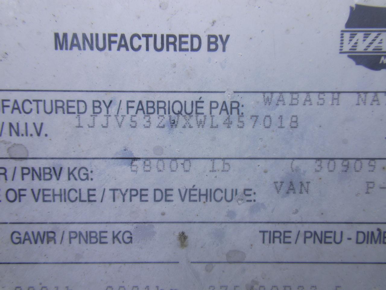 1998 WABASH    53X102 VAN 